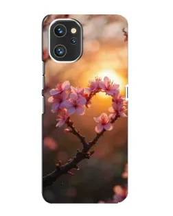 Чехол для UMIDIGI A13 с картинкой «Розовый цвет сердце на фоне заката»