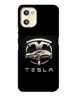 Чехол для UMIDIGI A13s с картинкой «Tesla — серебристое авто»