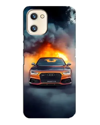 Чехол для UMIDIGI A13s с картинкой «Audi в огненном дыму»