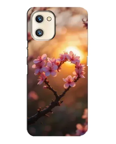 Чехол для UMIDIGI A13s с картинкой «Розовый цвет сердце на фоне заката»