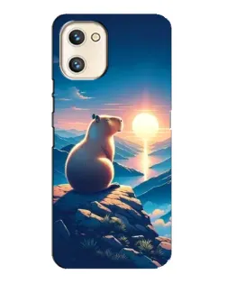 Чехол для UMIDIGI A13s с картинкой «Закат солнца с капибарой»
