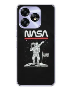 Чехол для UMIDIGI A15 с картинкой «NASA — шагаем по Луне»