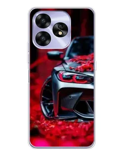 Чехол для UMIDIGI A15 с картинкой «Спортивная BMW и цветы»