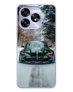 Чехол для UMIDIGI A15 с картинкой «BMW в зимнем лесу»
