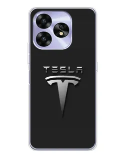 Чехол для UMIDIGI A15 с картинкой «Стальной логотип Tesla»
