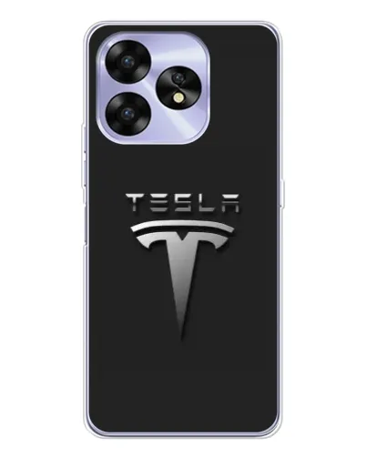 Чехол для UMIDIGI A15 с картинкой «Стальной логотип Tesla»