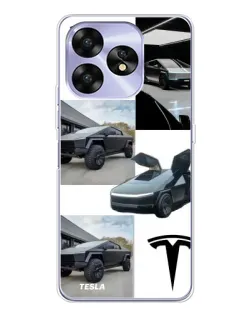 Чехол для UMIDIGI A15 с картинкой «Коллаж Cybertruck Tesla»