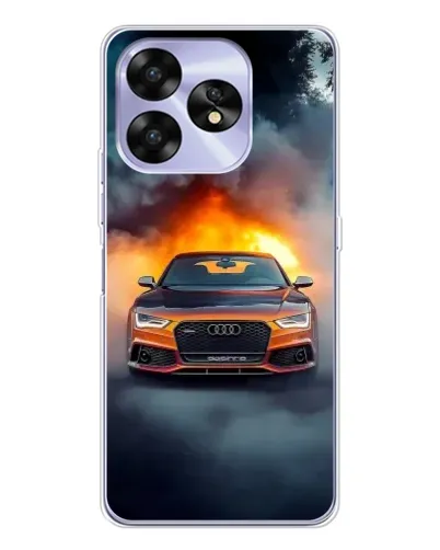 Чехол для UMIDIGI A15 с картинкой «Audi в огненном дыму»