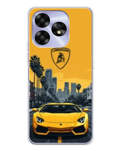 Чехол для UMIDIGI A15 с картинкой «Желтый Lamborghini город»