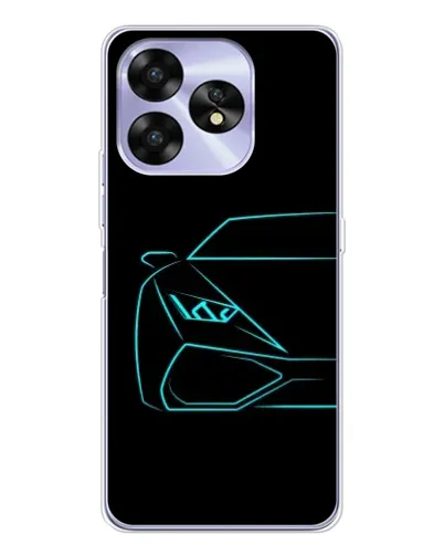 Чехол для UMIDIGI A15 с картинкой «Голубой силуэт Lamborghini»