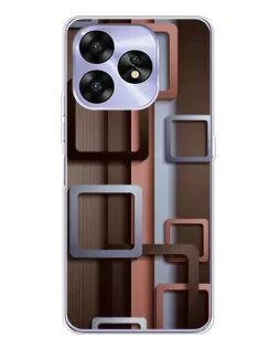 Чохол для UMIDIGI A15 з картинкою «Коричневі об'ємні квадрати»