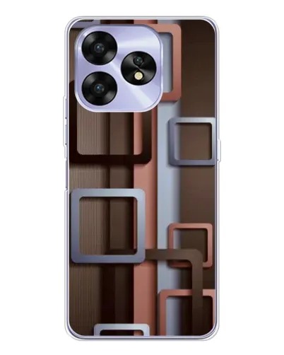 Чохол для UMIDIGI A15 з картинкою «Коричневі об'ємні квадрати»