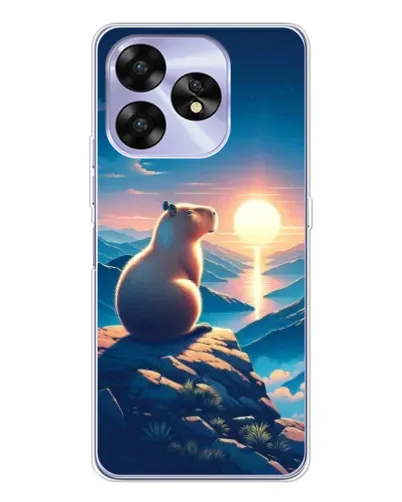 Чехол для UMIDIGI A15 с картинкой «Закат солнца с капибарой»