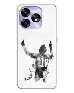 Чохол для UMIDIGI A15 з картинкою «Чорно-білий силует Мессі»
