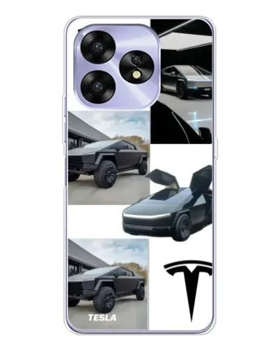 Чехол для UMIDIGI A15C с картинкой «Коллаж Cybertruck Tesla»