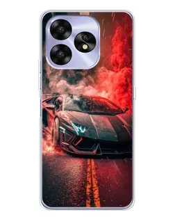 Чехол для UMIDIGI A15C с картинкой «Lamborghini красный дым»