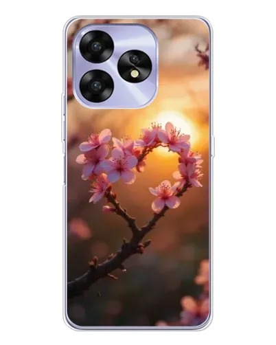 Чехол для UMIDIGI A15C с картинкой «Розовый цвет сердце на фоне заката» Чехол для UMIDIGI A15C с картинкой «Розовый цвет сердце на фоне заката»
