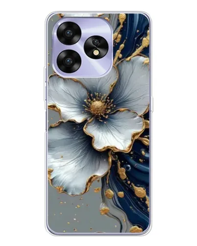 Чехол для UMIDIGI A15C с картинкой «Белый цветок и золотой флюид» Чехол для UMIDIGI A15C с картинкой «Белый цветок и золотой флюид»