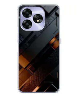 Чехол для UMIDIGI A15C с картинкой «Черные геометрические блоки»
