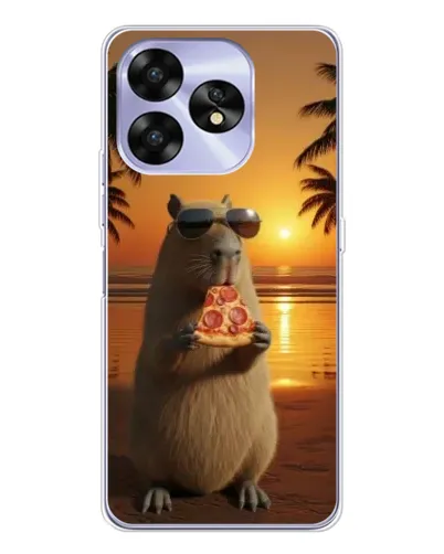 Чехол для UMIDIGI A15C с картинкой «Капибара с пиццей»