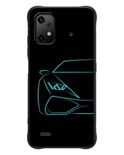 Чехол для UMIDIGI Bison X20 с картинкой «Голубой силуэт Lamborghini»