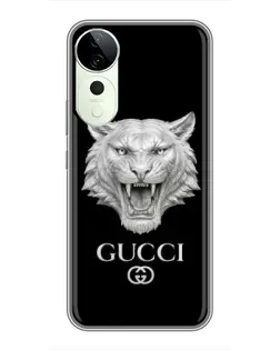 Чехол для Vivo iQOO Z10R с картинкой «Gucci — серебряный лев»