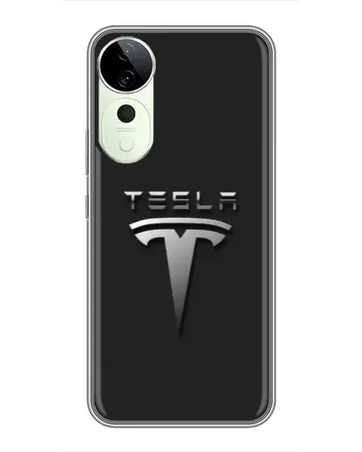 Чехол для Vivo iQOO Z10R с картинкой «Стальной логотип Tesla»