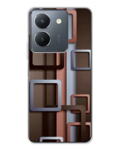 Чехол для Vivo S30 Pro Mini с картинкой «Коричневые объемные квадраты»