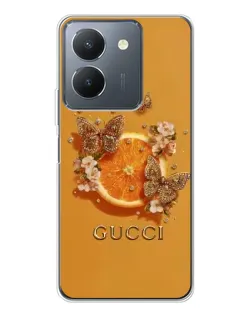 Чехол для Vivo S30 с картинкой «Gucci — золотые бабочки»