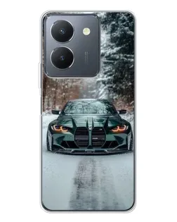 Чехол для Vivo S30 с картинкой «BMW в зимнем лесу»