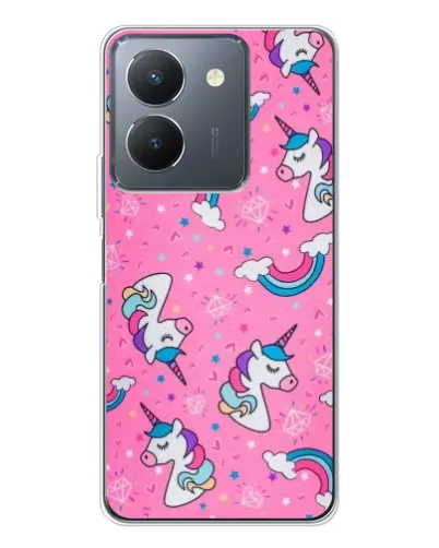 Чехол для Vivo S30 с картинкой «Unicorn паттерн розовый»