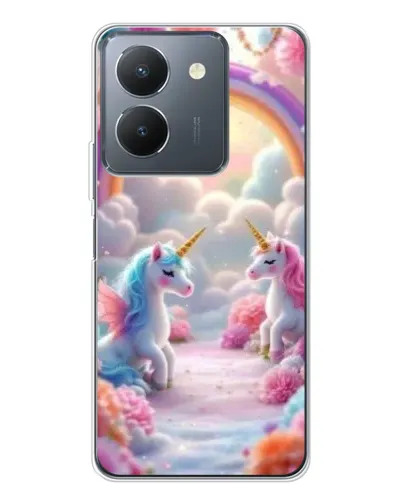 Чехол для Vivo S30 с картинкой «Радуга и единороги»