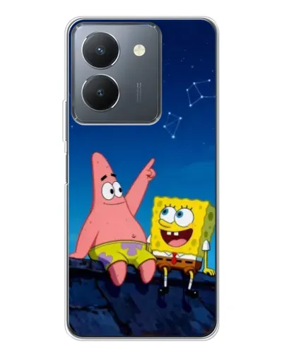 Чехол для Vivo S30 с картинкой «Губка Боб и Патрик ночью»