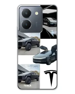 Чехол для Vivo S30 с картинкой «Коллаж Cybertruck Tesla»