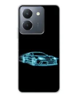 Чехол для Vivo S30 с картинкой «Неоновый контур Lamborghini»