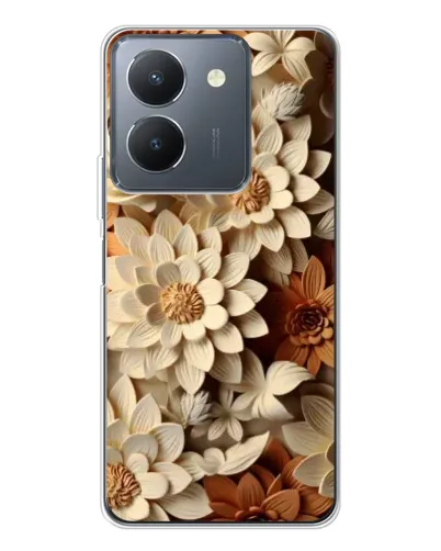 Чехол для Vivo S30 с картинкой «Бежевый флористический декор»