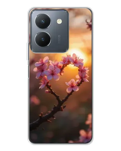Чехол для Vivo S30 с картинкой «Розовый цвет сердце на фоне заката»