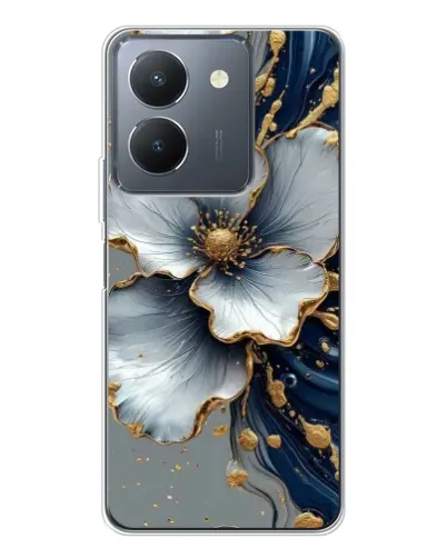 Чехол для Vivo S30 с картинкой «Белый цветок и золотой флюид» Чехол для Vivo S30 с картинкой «Белый цветок и золотой флюид»
