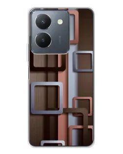 Чехол для Vivo S30 с картинкой «Коричневые объемные квадраты»