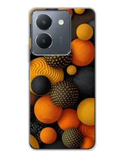 Чехол для Vivo S30 с картинкой «Объемные оранжевые сферы»