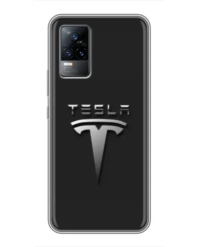 Чехол для Vivo S9 с картинкой «Стальной логотип Tesla»