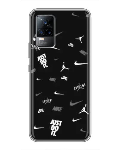 Чехол для Vivo S9e с картинкой «Nike Black Pattern»