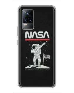Чехол для Vivo S9e с картинкой «NASA — шагаем по Луне»