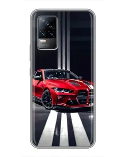 Чехол для Vivo S9e с картинкой «Красная BMW на дороге»