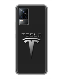Чехол для Vivo S9e с картинкой «Стальной логотип Tesla»