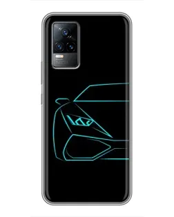 Чехол для Vivo S9e с картинкой «Голубой силуэт Lamborghini»