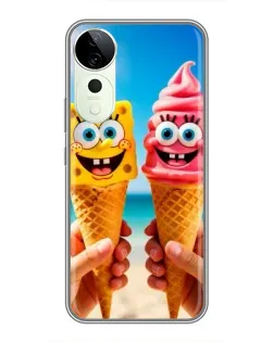 Чехол для Vivo T3 Ultra с картинкой «Спанч Боб мороженое»