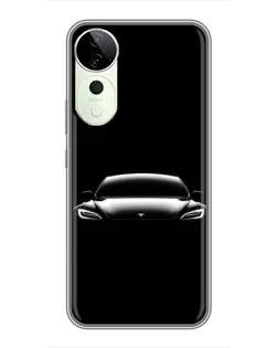 Чехол для Vivo T3 Ultra с картинкой «Фары Tesla Night»