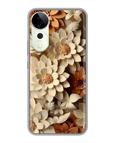 Чехол для Vivo T3 Ultra с картинкой «Бежевый флористический декор»