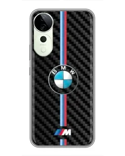 Чехол для Vivo T4 Pro с картинкой «Эмблема BMW и карбон»